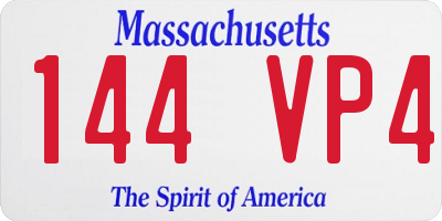 MA license plate 144VP4