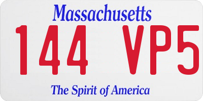 MA license plate 144VP5