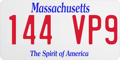 MA license plate 144VP9