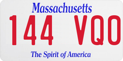 MA license plate 144VQ0