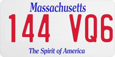 MA license plate 144VQ6