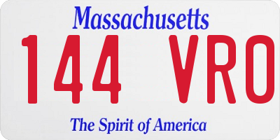 MA license plate 144VR0