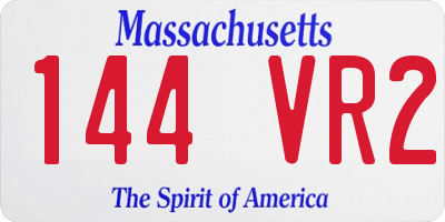 MA license plate 144VR2