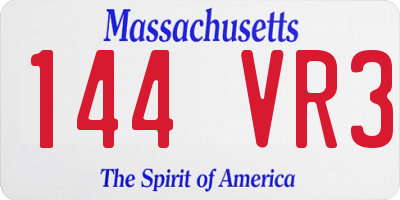 MA license plate 144VR3
