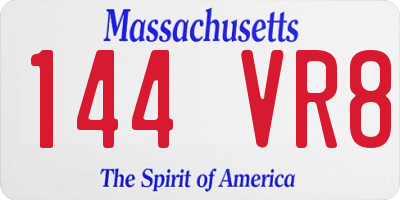 MA license plate 144VR8