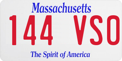 MA license plate 144VS0