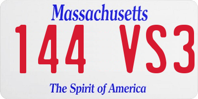 MA license plate 144VS3