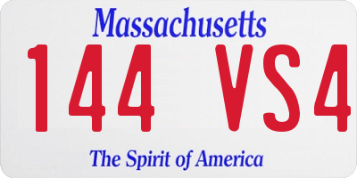 MA license plate 144VS4