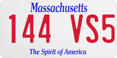 MA license plate 144VS5