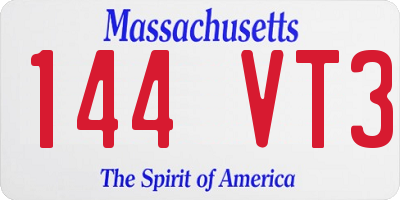 MA license plate 144VT3