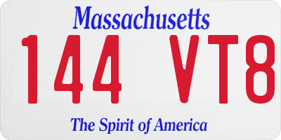 MA license plate 144VT8
