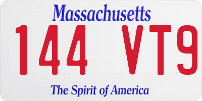 MA license plate 144VT9