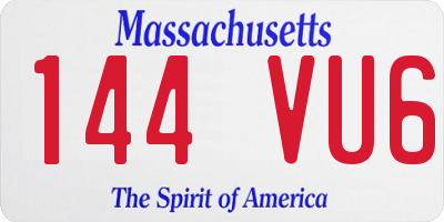MA license plate 144VU6