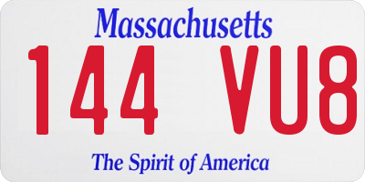 MA license plate 144VU8