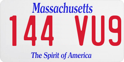 MA license plate 144VU9
