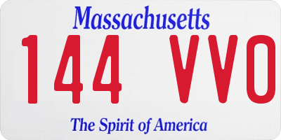 MA license plate 144VV0