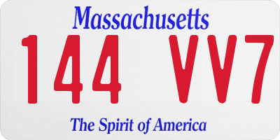MA license plate 144VV7