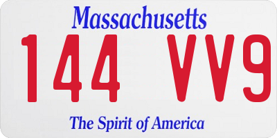 MA license plate 144VV9