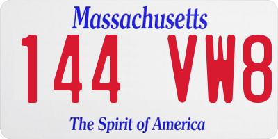 MA license plate 144VW8