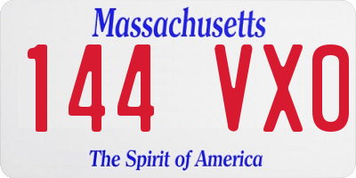 MA license plate 144VX0