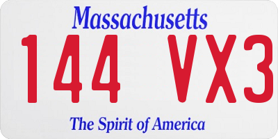 MA license plate 144VX3