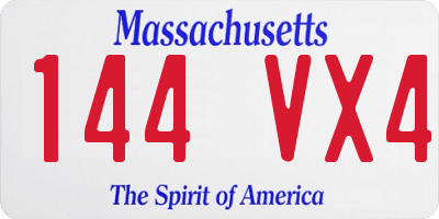 MA license plate 144VX4