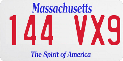 MA license plate 144VX9