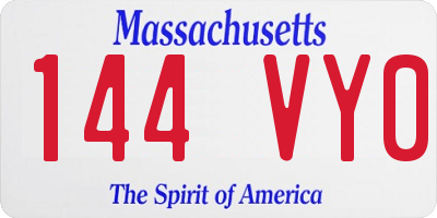 MA license plate 144VY0