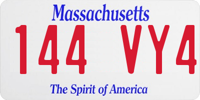 MA license plate 144VY4