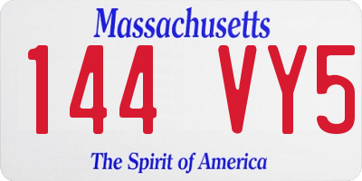 MA license plate 144VY5