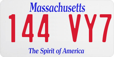 MA license plate 144VY7
