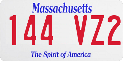MA license plate 144VZ2