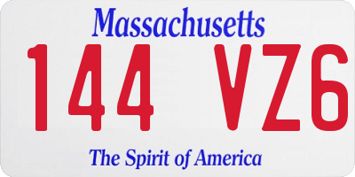 MA license plate 144VZ6