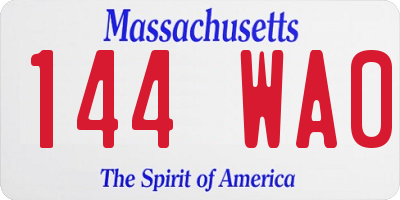 MA license plate 144WA0