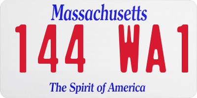 MA license plate 144WA1