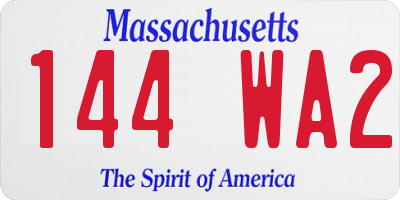 MA license plate 144WA2