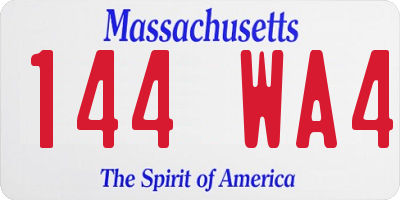 MA license plate 144WA4