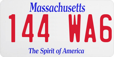 MA license plate 144WA6