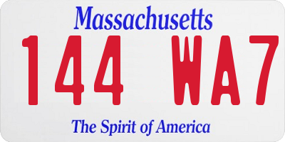 MA license plate 144WA7