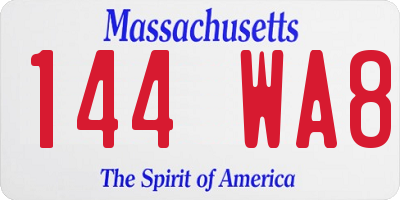 MA license plate 144WA8