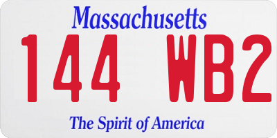MA license plate 144WB2