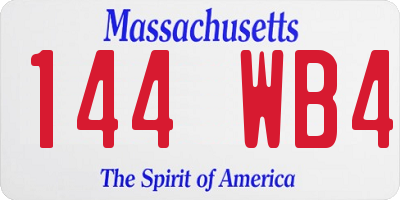 MA license plate 144WB4