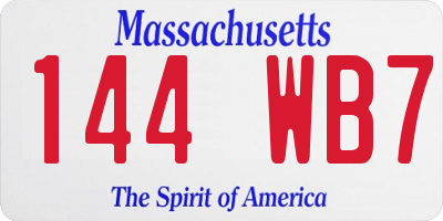 MA license plate 144WB7