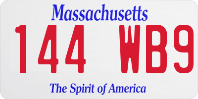 MA license plate 144WB9