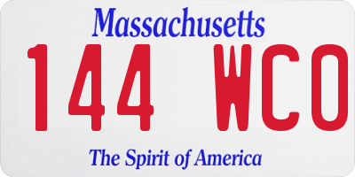 MA license plate 144WC0
