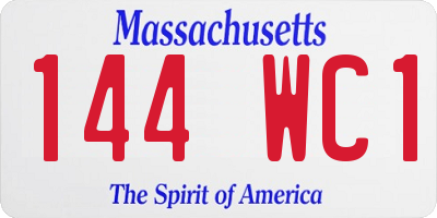 MA license plate 144WC1