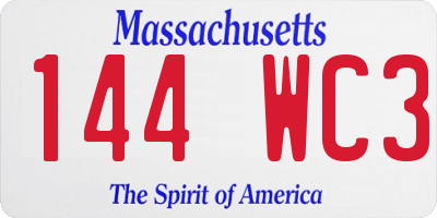 MA license plate 144WC3