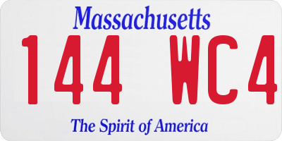 MA license plate 144WC4