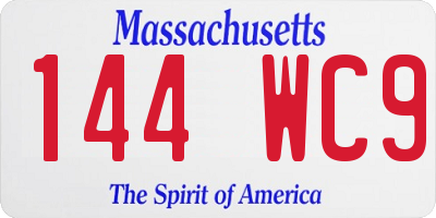 MA license plate 144WC9