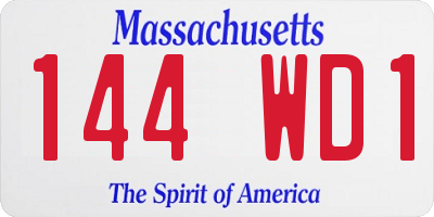 MA license plate 144WD1